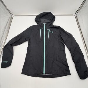 Under Armour Gore-Tex Rain Jacket Women’s Small Black Aqua Waterproof Hooded